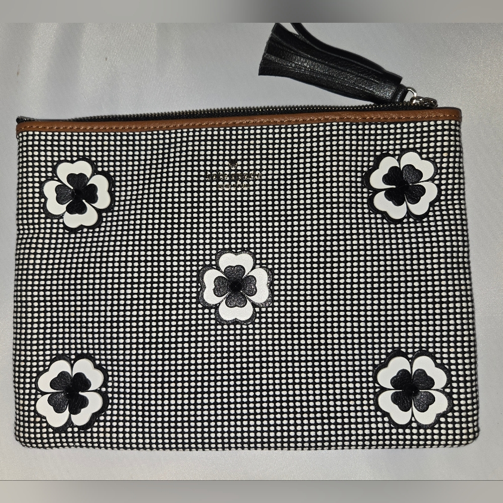 Kate Spade Black and White Floral Clutch